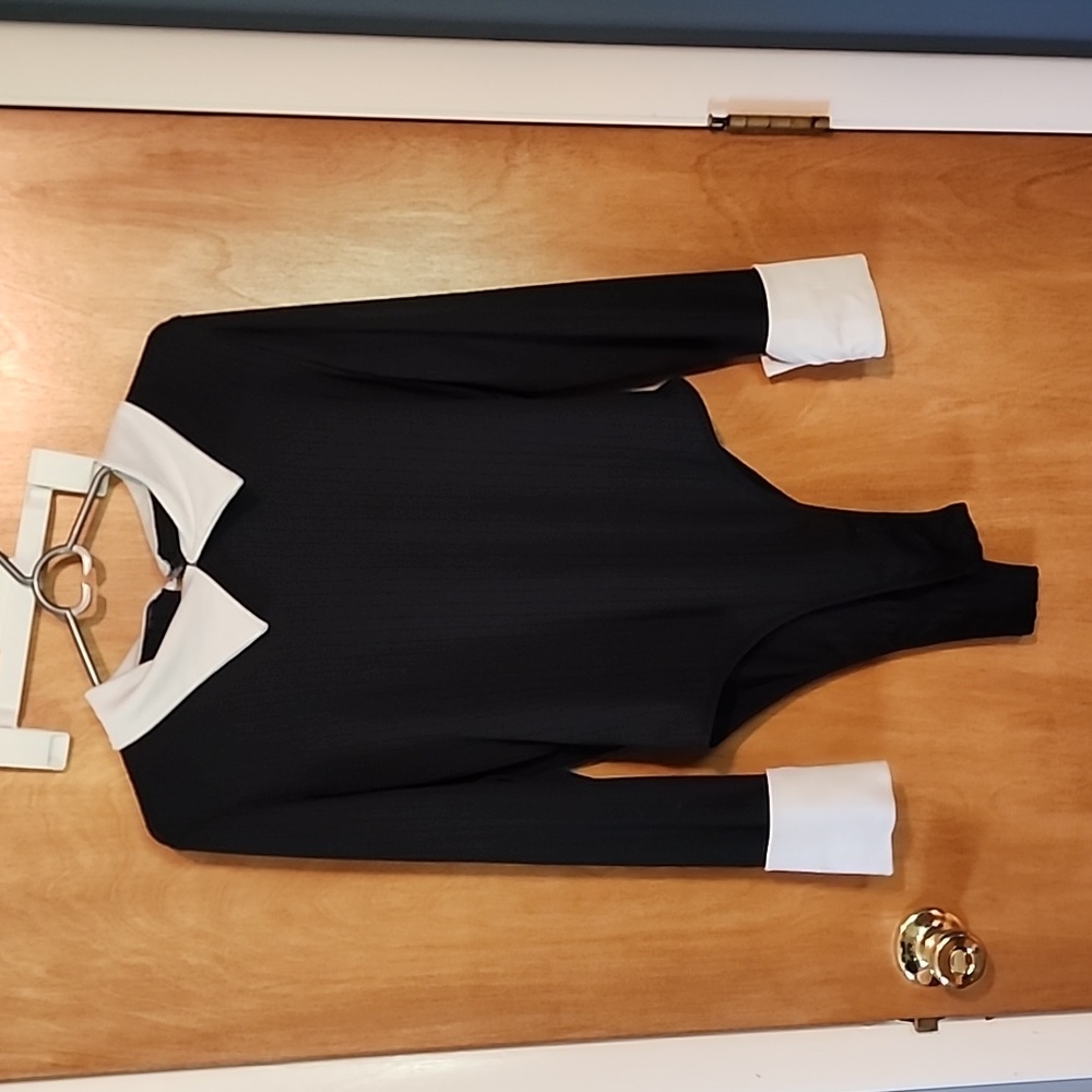 Black collared bodysuit